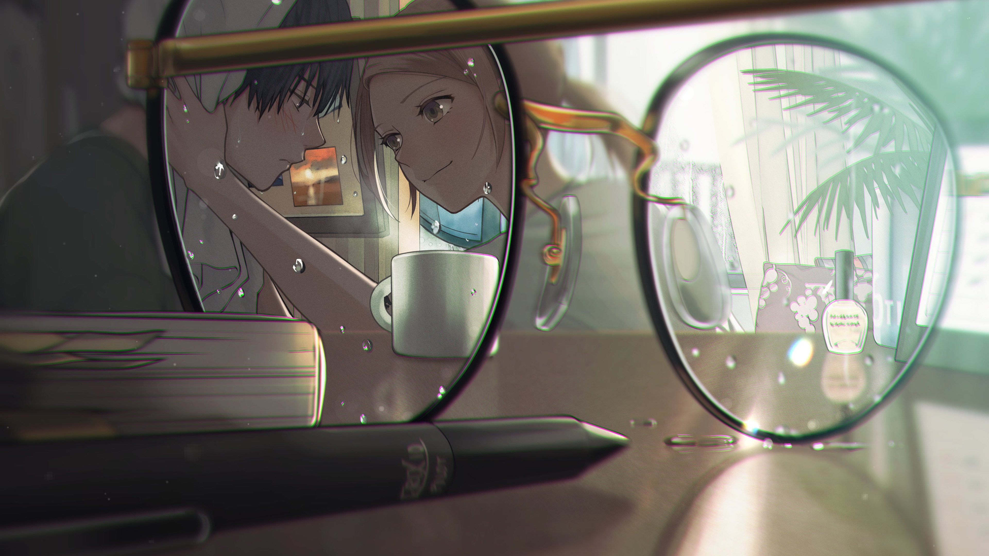 眼镜 雨天 淋雨 钢笔