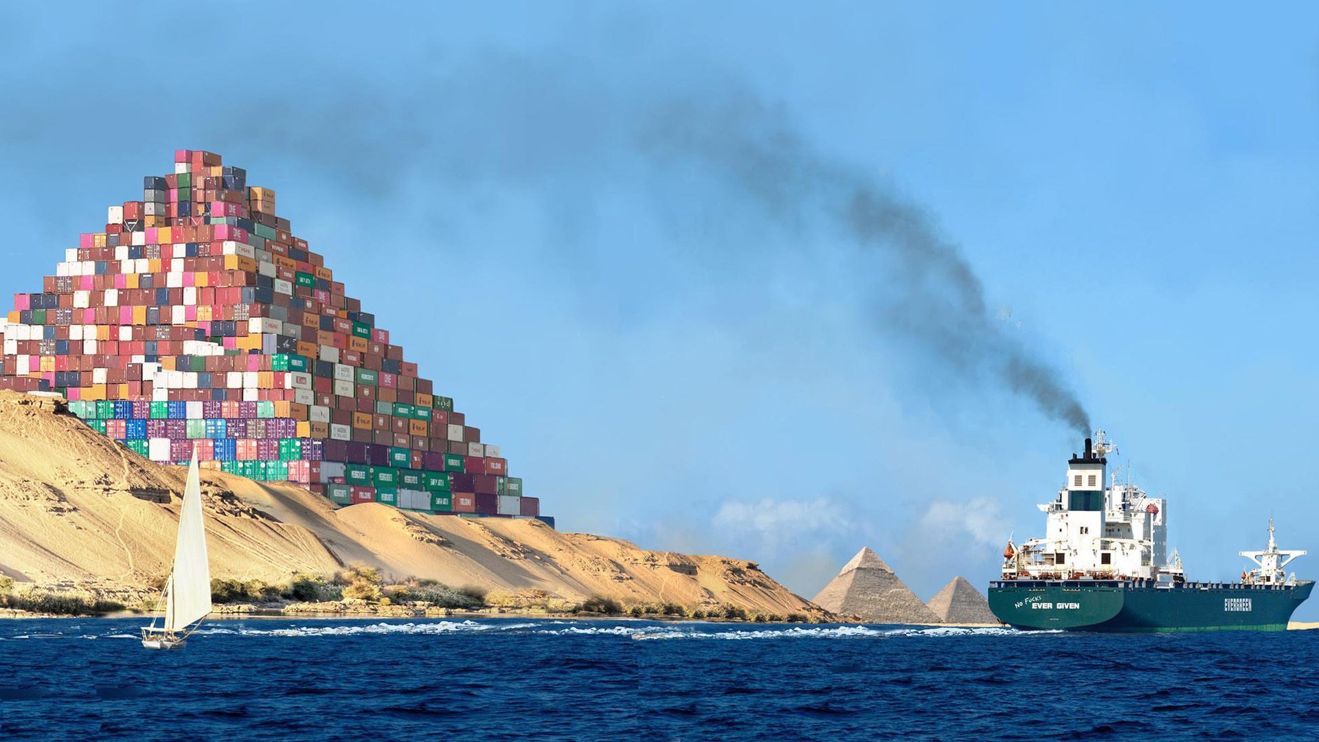 货轮 集装箱 苏伊士 金字塔 帆船