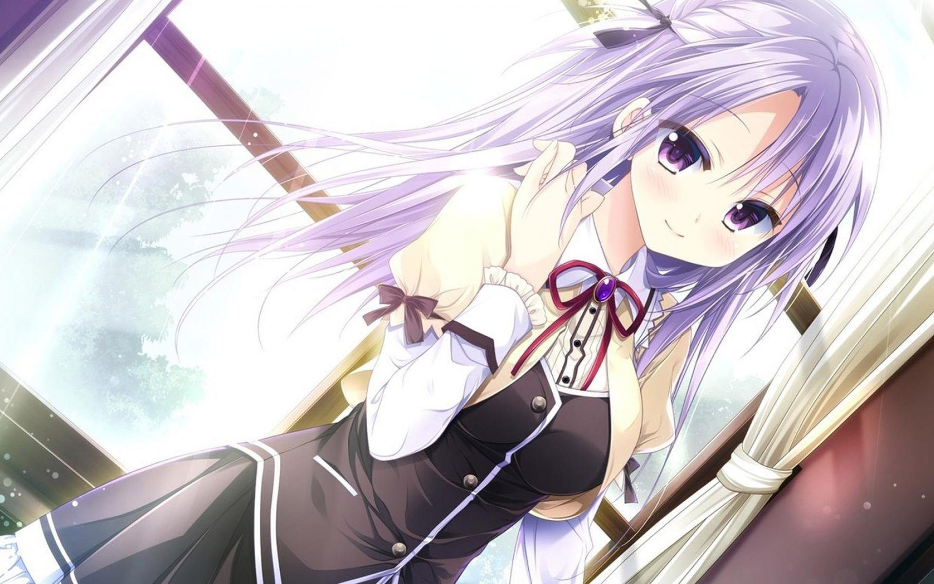 动漫  紫色长发  甜美  少女