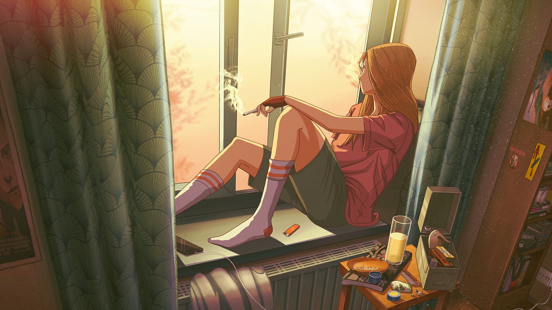 卡通人物 飘窗台