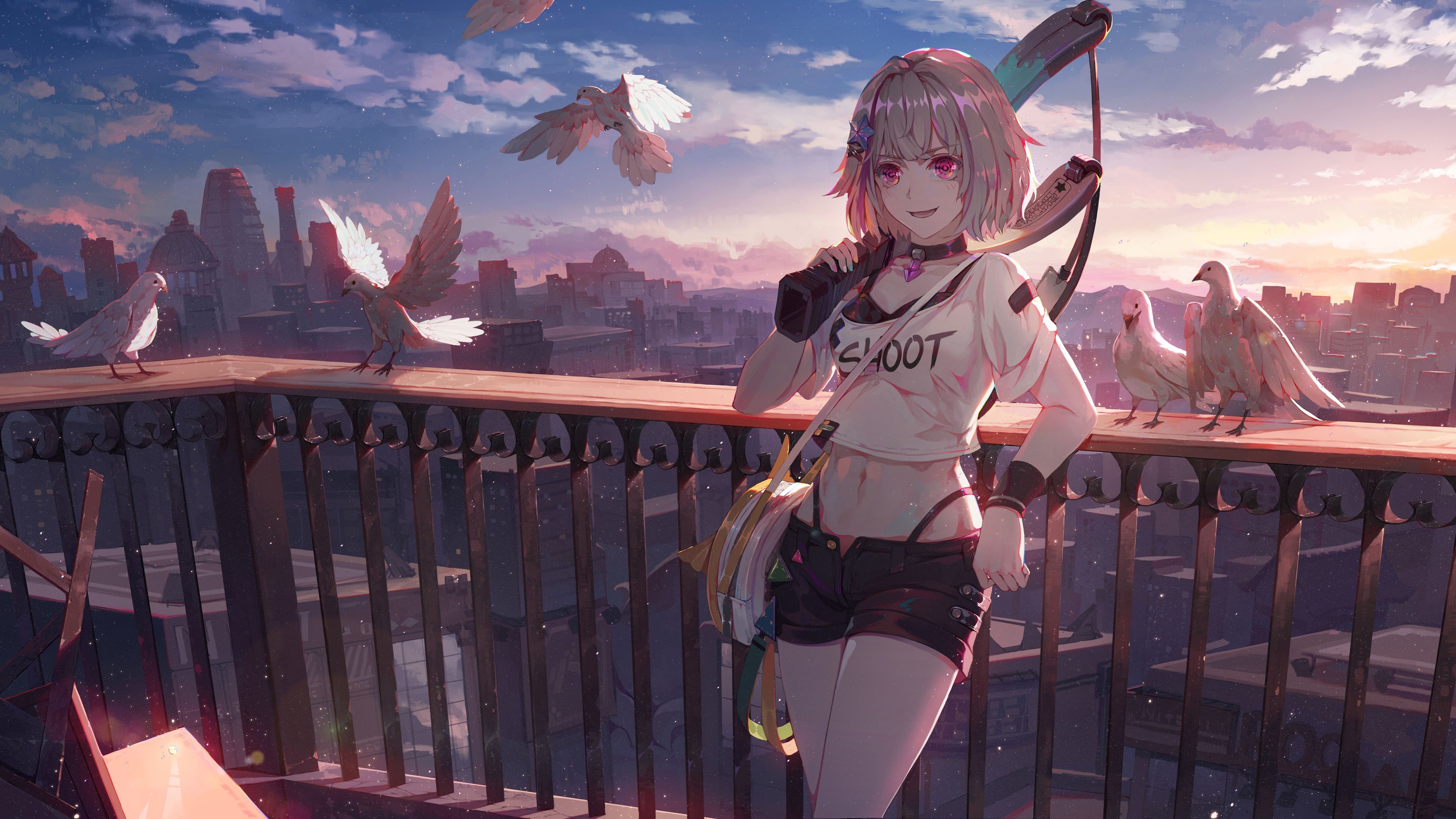 弹弓 鸽子 阳台 童话