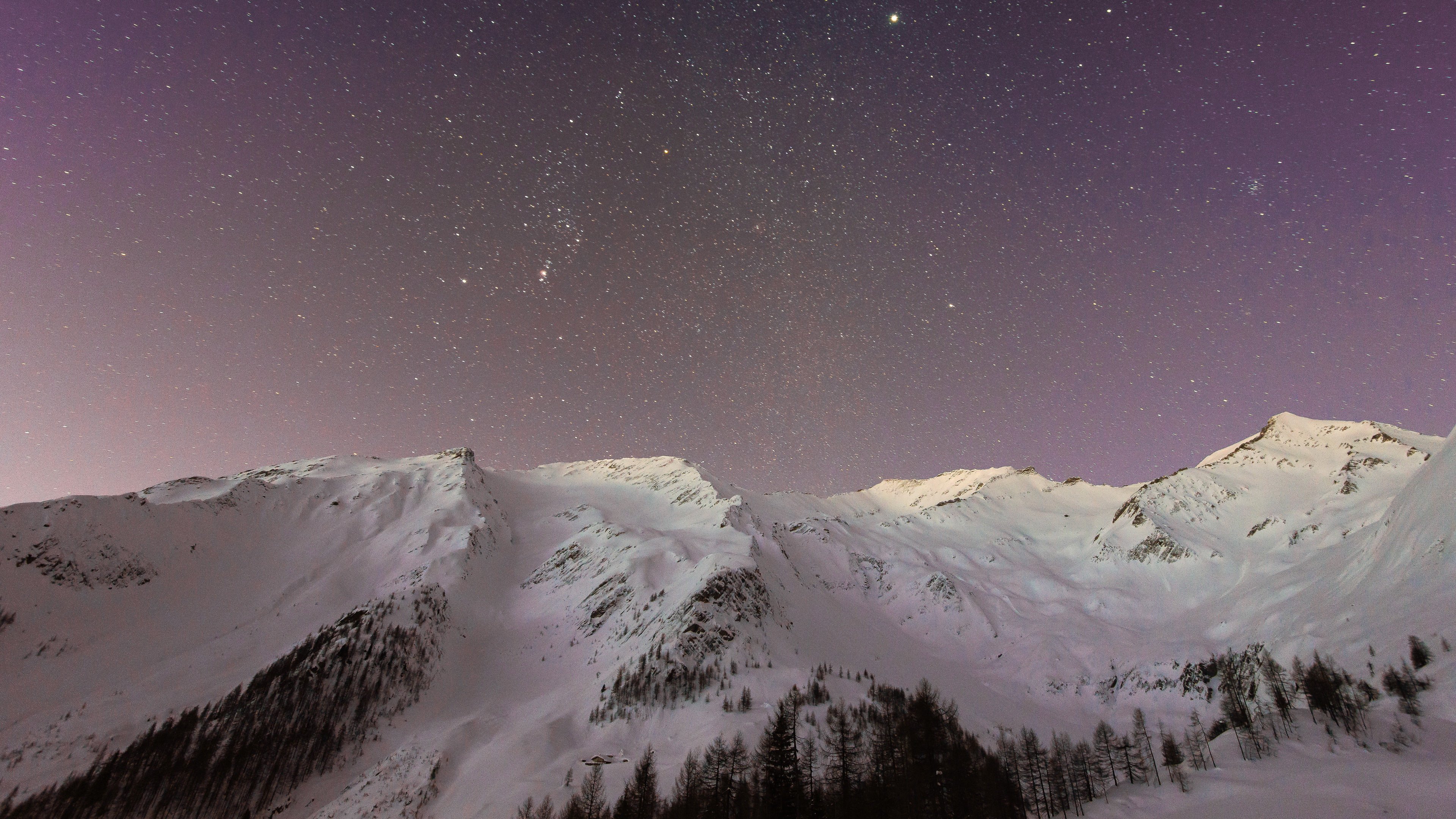 雪山 星空 夜晚