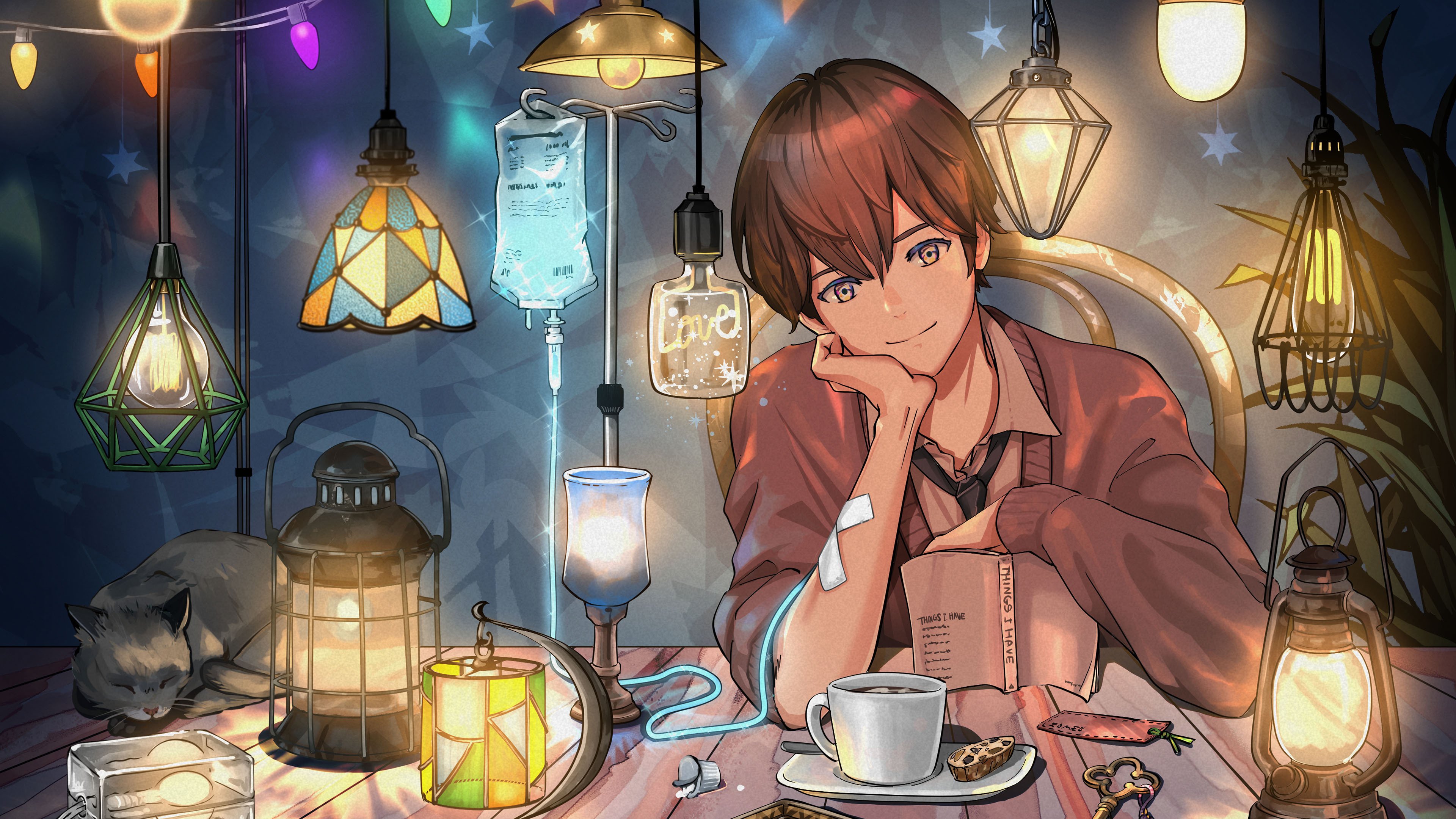 五彩灯光 打点滴 伤痛